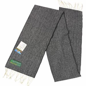 Biddy Murphy Lambswool Scarf Gray Black Herringbone Ireland NEW